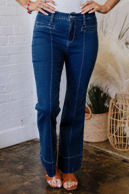 Sail Blue Center Seam Deep Wash Straight Jeans