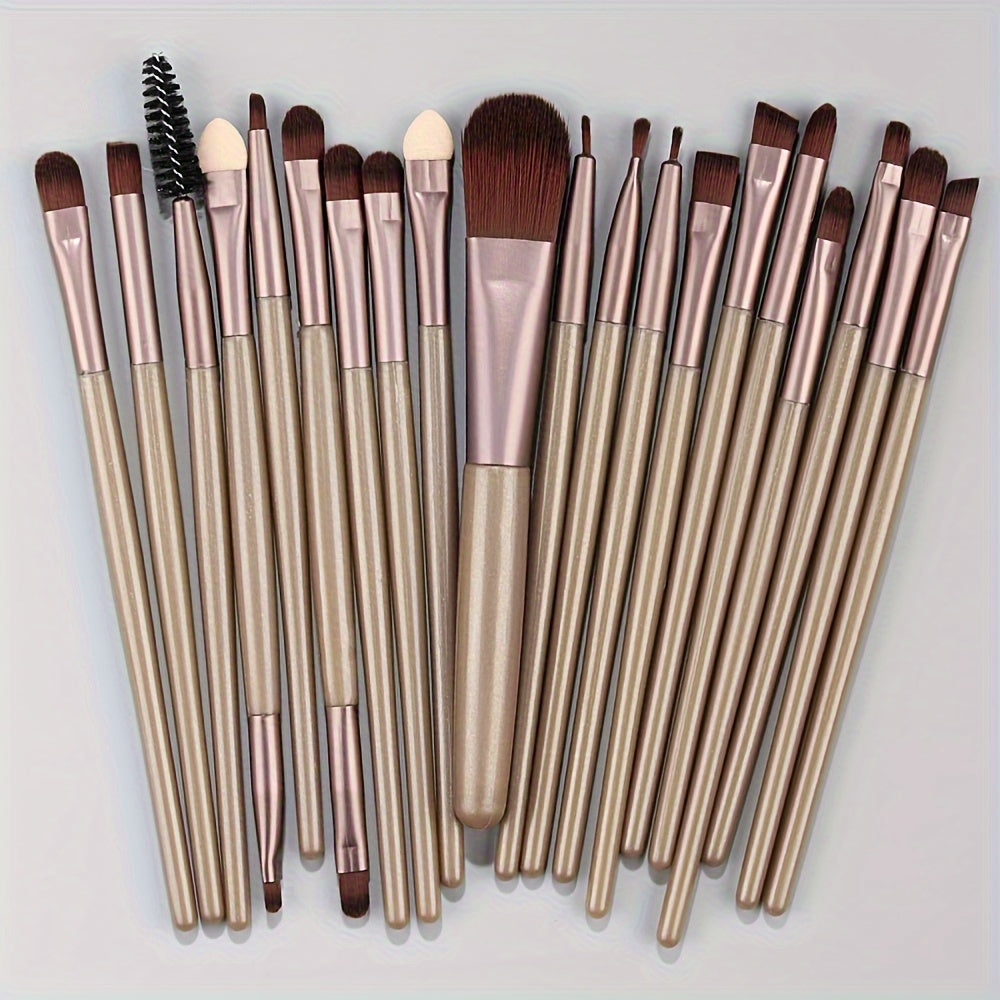 20-Piece Hypoallergenic Makeup Brush Set with Nylon Bristles - Luxe Palm Brushes for Foundation, Blush, Eye Shadow, Eyebrow, & Lip, All Skin Types, ABS Rod - Professional & Beginner Kit, Travel-Friendly