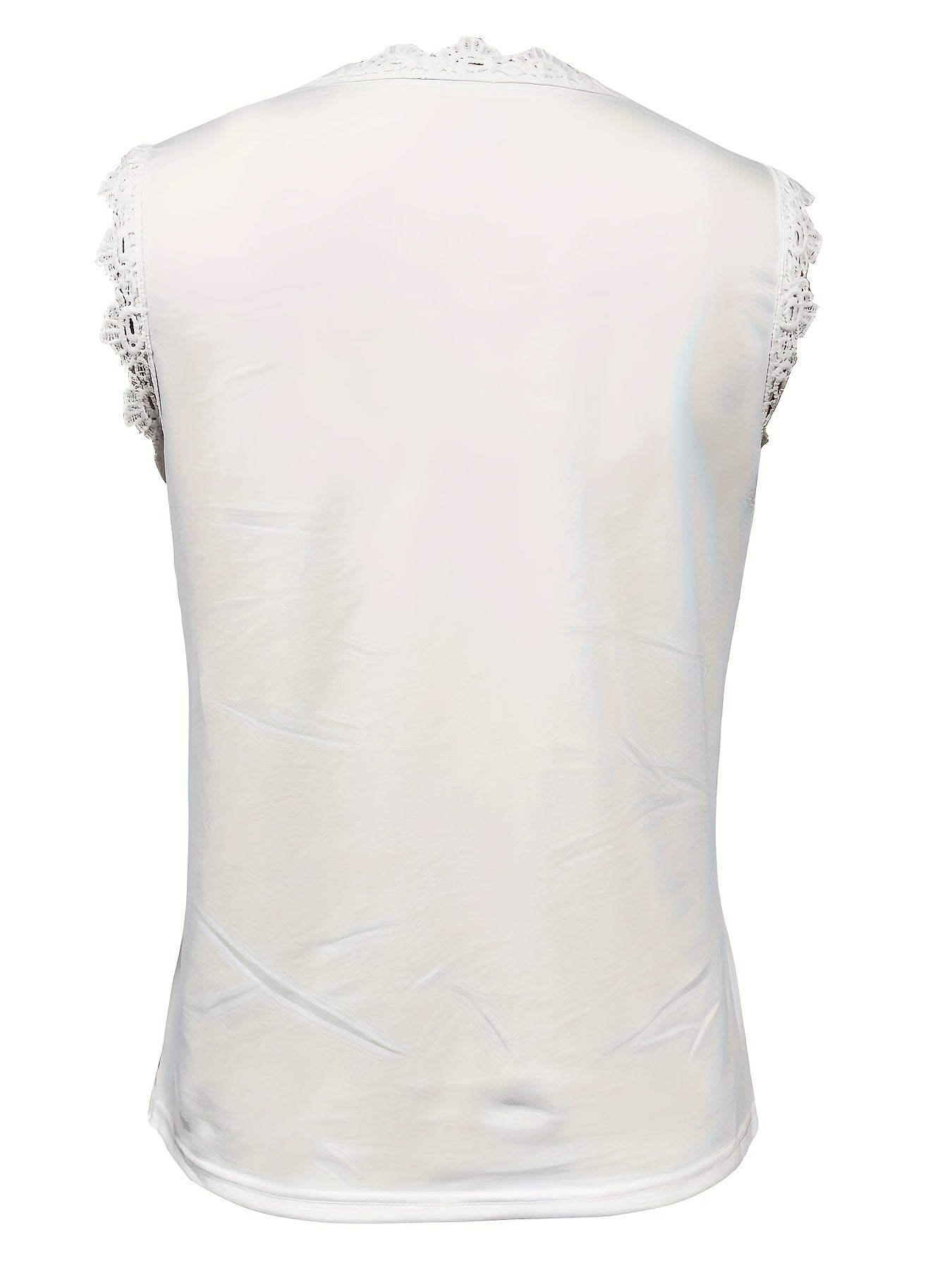 Solid Lace Short Sleeve Top, Versatile Blouse For Spring & Summer, Women's Clothing