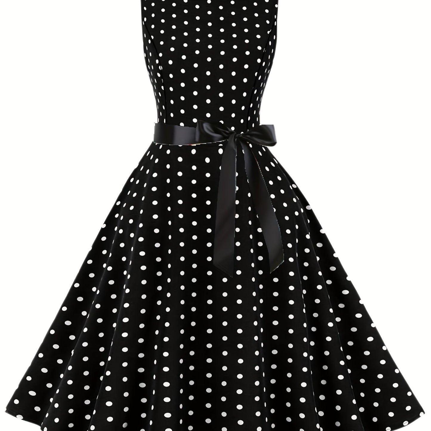 Women's Chic Sleeveless Polka Dot Dress - Vintage-Inspired Summer Sundress With Breathable Fabric, Perfect for Vacation Parties & Spring/Summer Celebrations