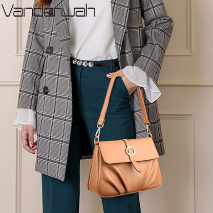 High Quality Ruched Shoulder Bag Soft Leather Luxury Handbag Women Bags Designer Crossbody Bag Female Fashion Messenger Bag