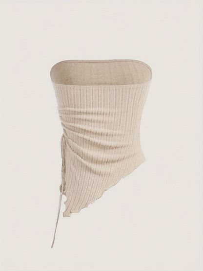 Siamese Cat Print Women's Drawstring Off-Shoulder Asymmetrical Hem Tank Top