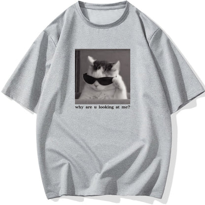 Cool Cat Graphic T-shirt, Men's Casual Multicolor Loose Short Sleeve Shirt