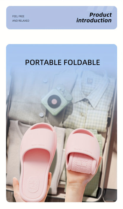 Unisex Breathable, Non-Slip, Foldable EVA Slippers with a Minimalist Round Toe Design, Suitable for Indoor Home Use for Both Men And Women, Ideal for All Seasons, Travel, And Everyday Wear.