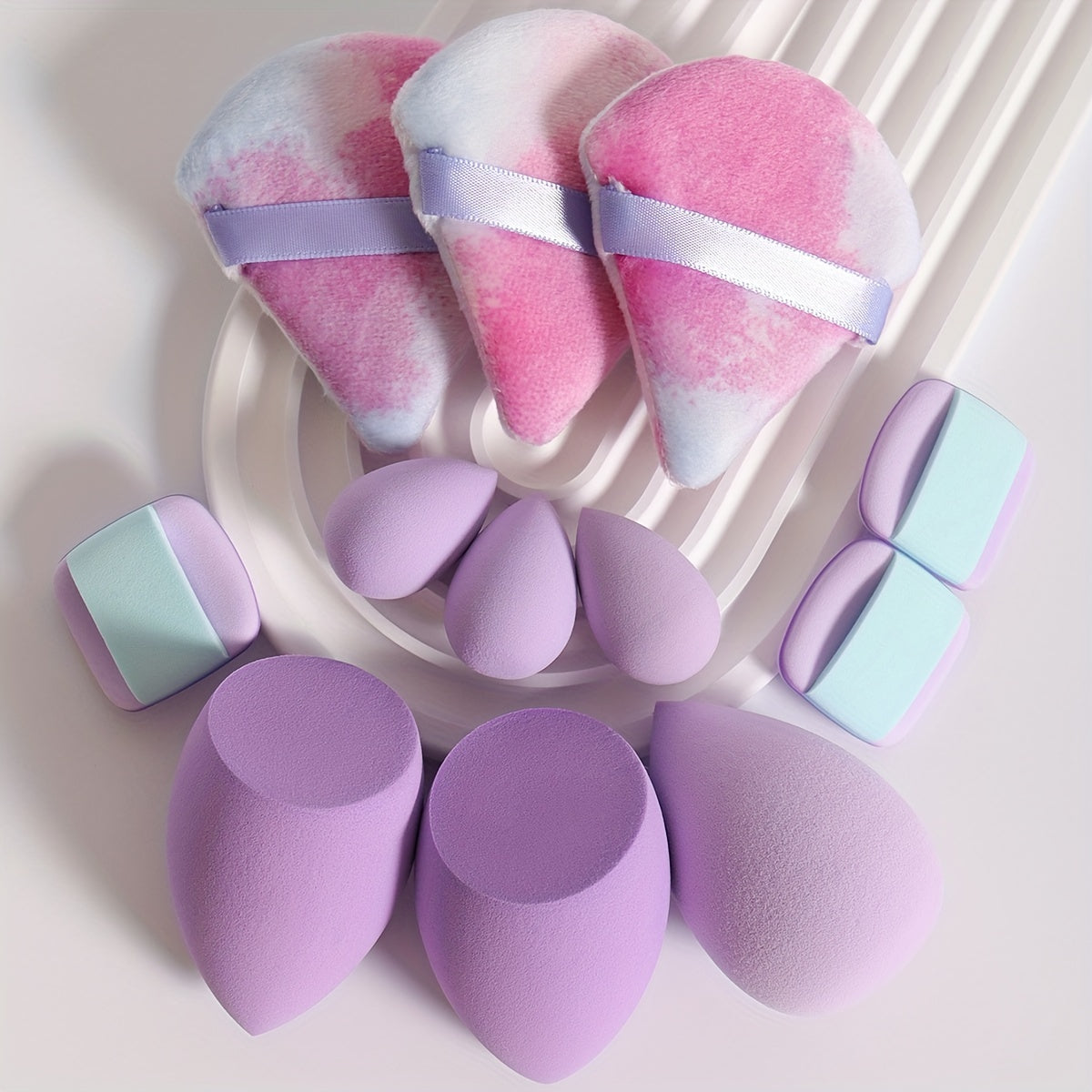 12-Piece Multi-functional Makeup Sponge Puff Set, Flawless Blending For Liquids, Creams & Powders, Latex-Free, Dry & Wet Dual-Use Foundation, Contouring & Highlighting Sponges With Mini Cushion Puffs For All Skin Types
