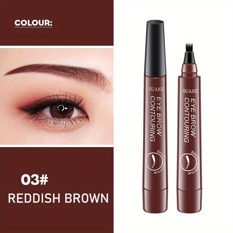 Waterproof Eyebrow Pen, Microblading Eyebrow Pencil With 4 Split Head, Natural Looking Brows Makeup ( 5 Colors )