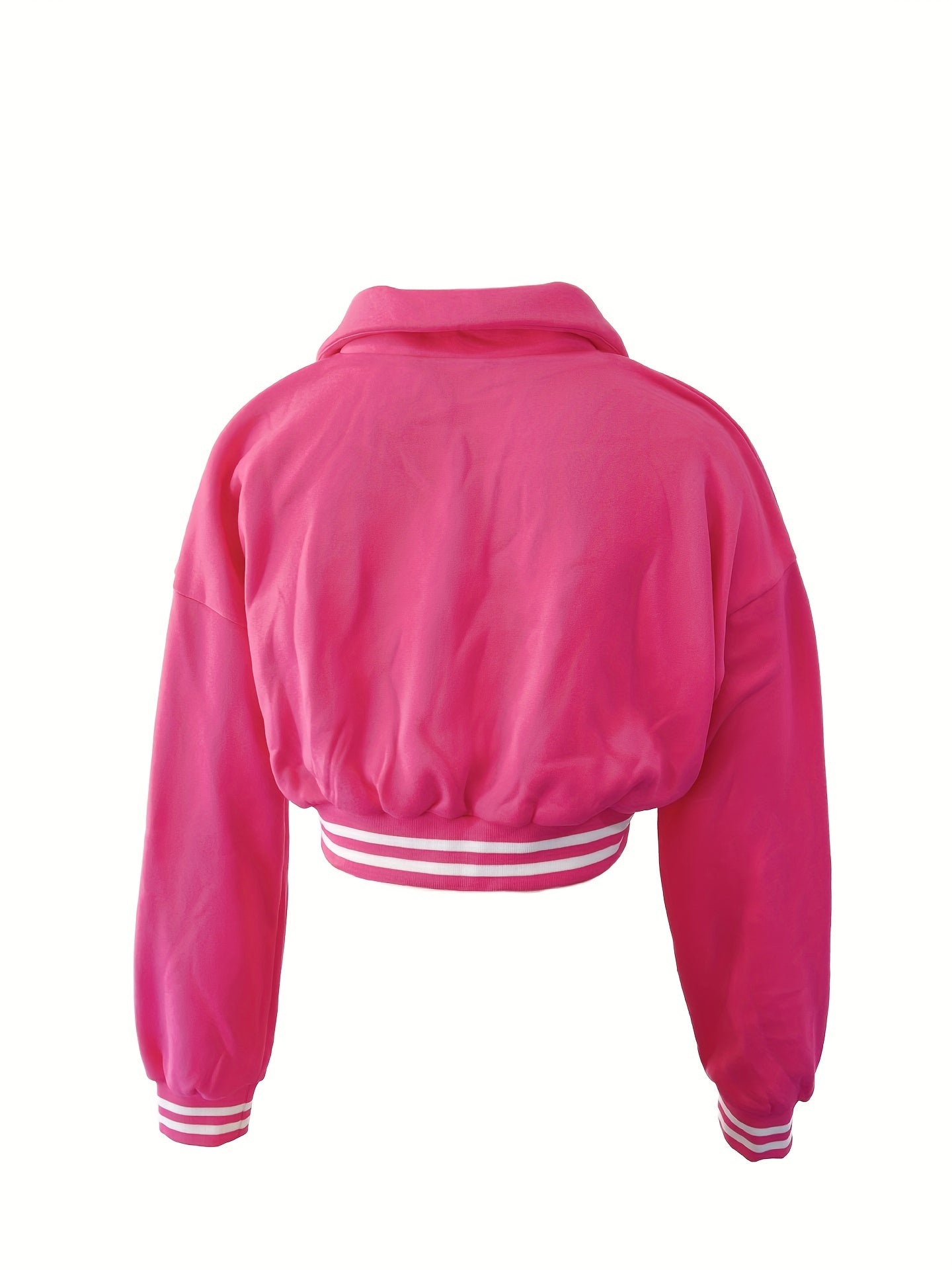 Chic Slogan Print Cropped Coat - Versatile Button Front, Long Sleeve Lapel Design - Womens Casual Fashion Jacket for Everyday Style