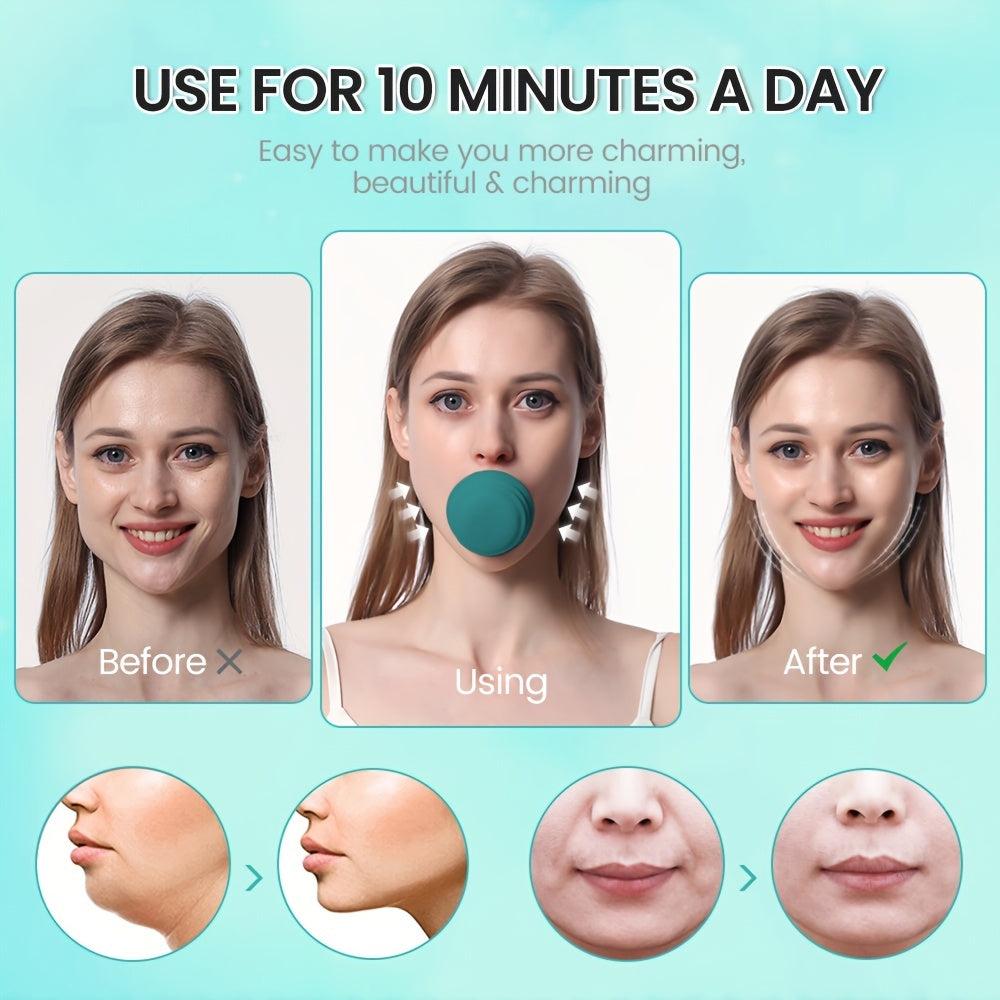 Portable Green Jaw Face Neck Toning Exerciser for Women - Lift, Firm, and Tone Your Skin with V-Shaped Double face Exerciser - Cute and Convenient Mouth Exercise Tool
