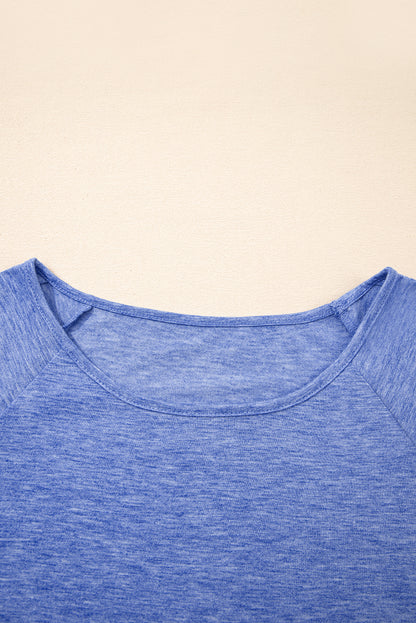 Dusk Blue Ruffled Short Sleeve Plus Size Casual Blouse