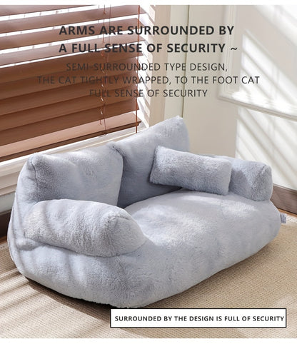 Grey Washable Non-Slip Cozy Winter Pet Bed Cats & Dogs - Soft Fiber Fill Polyest
