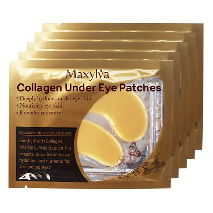[Hydrating & Moisturizing] Maxylva Collagen Under Eye Patches | Hydrating & Moisturizing | Aloe Vera, Vitamin E & Green Tea Extracts | Alcohol-Free, Ideal for All Skin Types | Eye Care