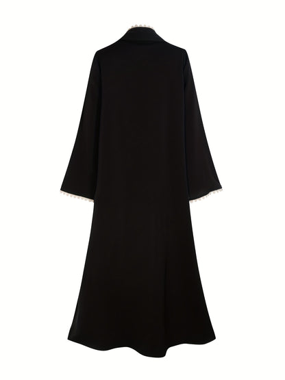 Women'S Autumn New Middle Eastern 3pcs Set: Solid Color Abaya Jacket/Sleeveless Dress/Headscarf, Middle Eastern Arab, Islamic Style Shawl, Ramadan Prayer Dress, Long Skirt LL168, Perfect for Thanksgiving, Women Elegant Winter