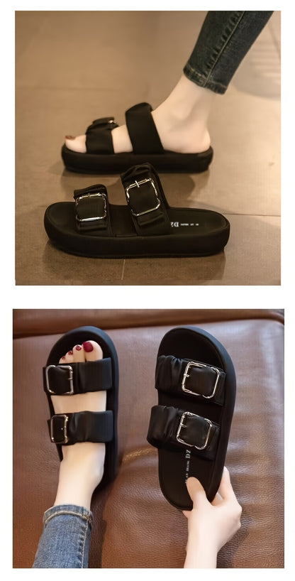 [New Style Thick Sole Slippers] New Style Thick Sole Slippers - Anti-slip Beach Slippers for Pregnant Women in Summer 2024 - Cool High-end One-Word Slippers