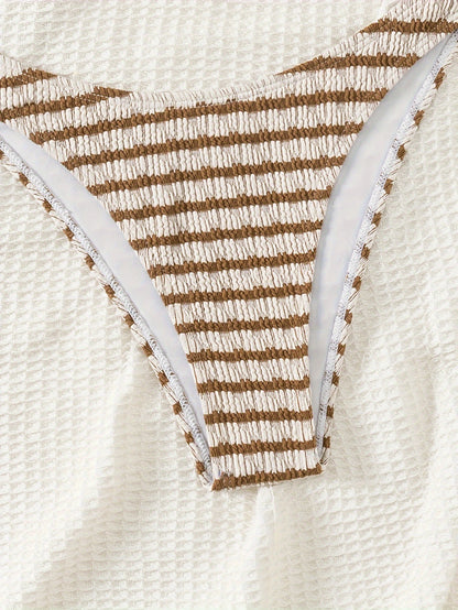 Sexy Striped Twist Bag Split Bikini Set