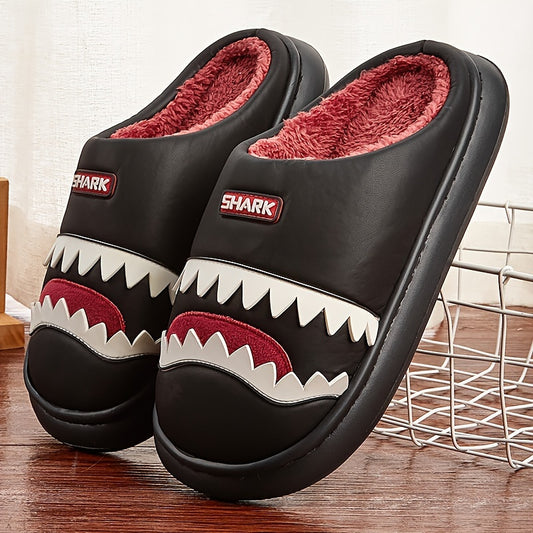 Trendy Animal Shark House Slippers For Women, Warm Lightweight Non-Slip Slip-On Indoor Home Shoes, Closed-Toe Kawaii Slippers Winter
