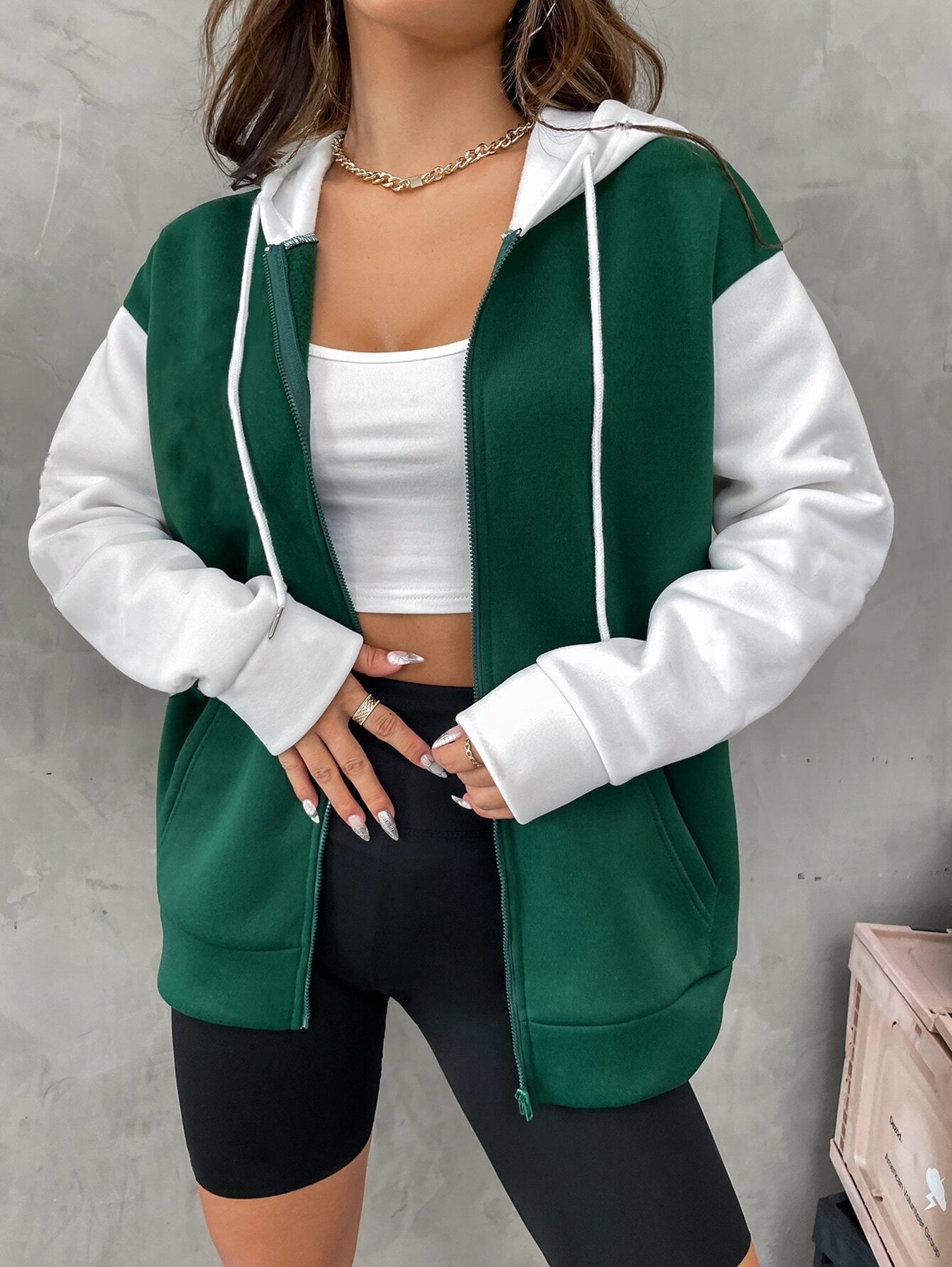 1pc Women'S Casual Polyester Hoodie with "WICKED" Print, Fall/Winter Letter Pattern, Drawstring Hood, Knit Fabric, Zip-Up Sweatshirt with Pockets, Hooded Jacket Top
