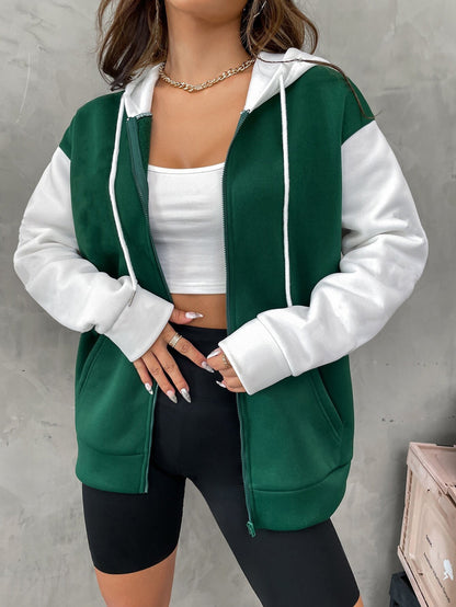 1pc Women'S Casual Polyester Hoodie with "WICKED" Print, Fall/Winter Letter Pattern, Drawstring Hood, Knit Fabric, Zip-Up Sweatshirt with Pockets, Hooded Jacket Top