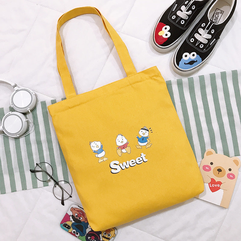Bag Women's New Cartoon Cute Student Shoulder Bag Canvas Tote Bag