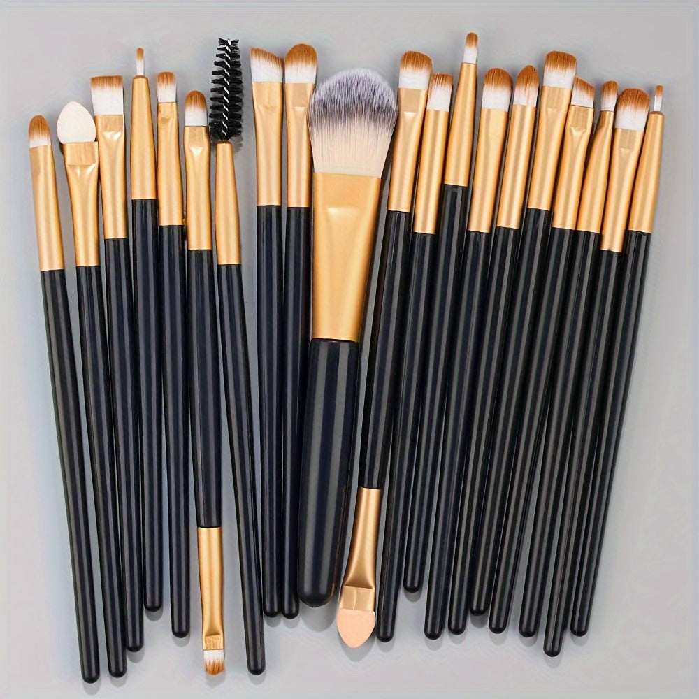 20-Piece Hypoallergenic Makeup Brush Set with Nylon Bristles - Luxe Palm Brushes for Foundation, Blush, Eye Shadow, Eyebrow, & Lip, All Skin Types, ABS Rod - Professional & Beginner Kit, Travel-Friendly