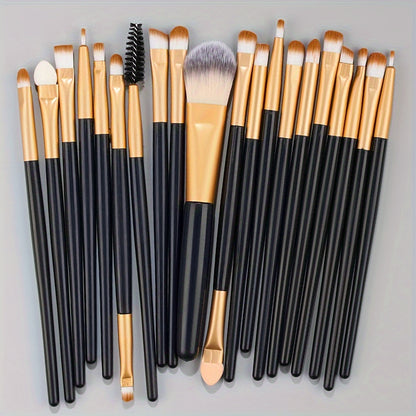 20-Piece Hypoallergenic Makeup Brush Set with Nylon Bristles - Luxe Palm Brushes for Foundation, Blush, Eye Shadow, Eyebrow, & Lip, All Skin Types, ABS Rod - Professional & Beginner Kit, Travel-Friendly