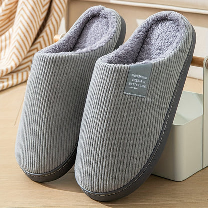 Cozy Fleece-Lined Slippers for Men and Women - Soft, Warm, Non-Slip Rubber Sole, Machine Washable, Available in Multiple Colors