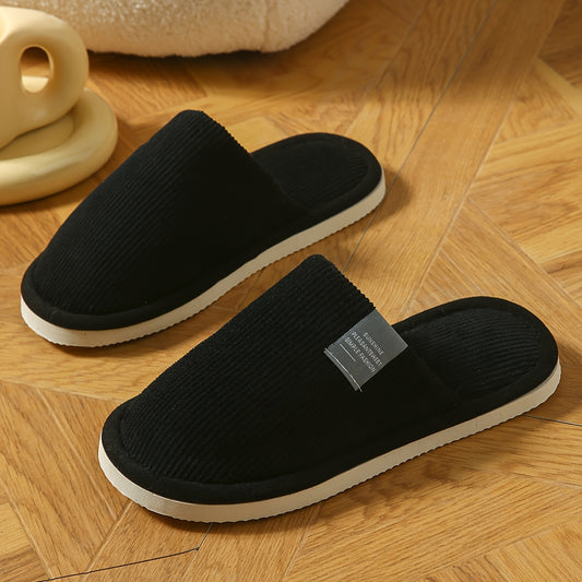 1 Pair Women'S Plush Lined Slip-On Slippers - Soft Fabric with TPR Sole, Comfortable Indoor Home Shoes, Round Toe, All-Season Use, Perfect Gift Idea, Cozy Home Slippers | Plush Lined Slippers | EVA Sole Slippers