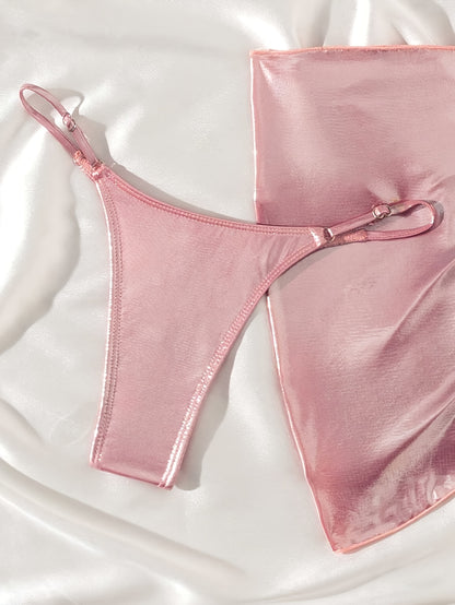 Sexy, Fashionable, Women'S Solid Color. Strapless Bikini Set with Wraparound Straps, Sexy Bikini Set with Cover-Up Skirt, Summer Beach