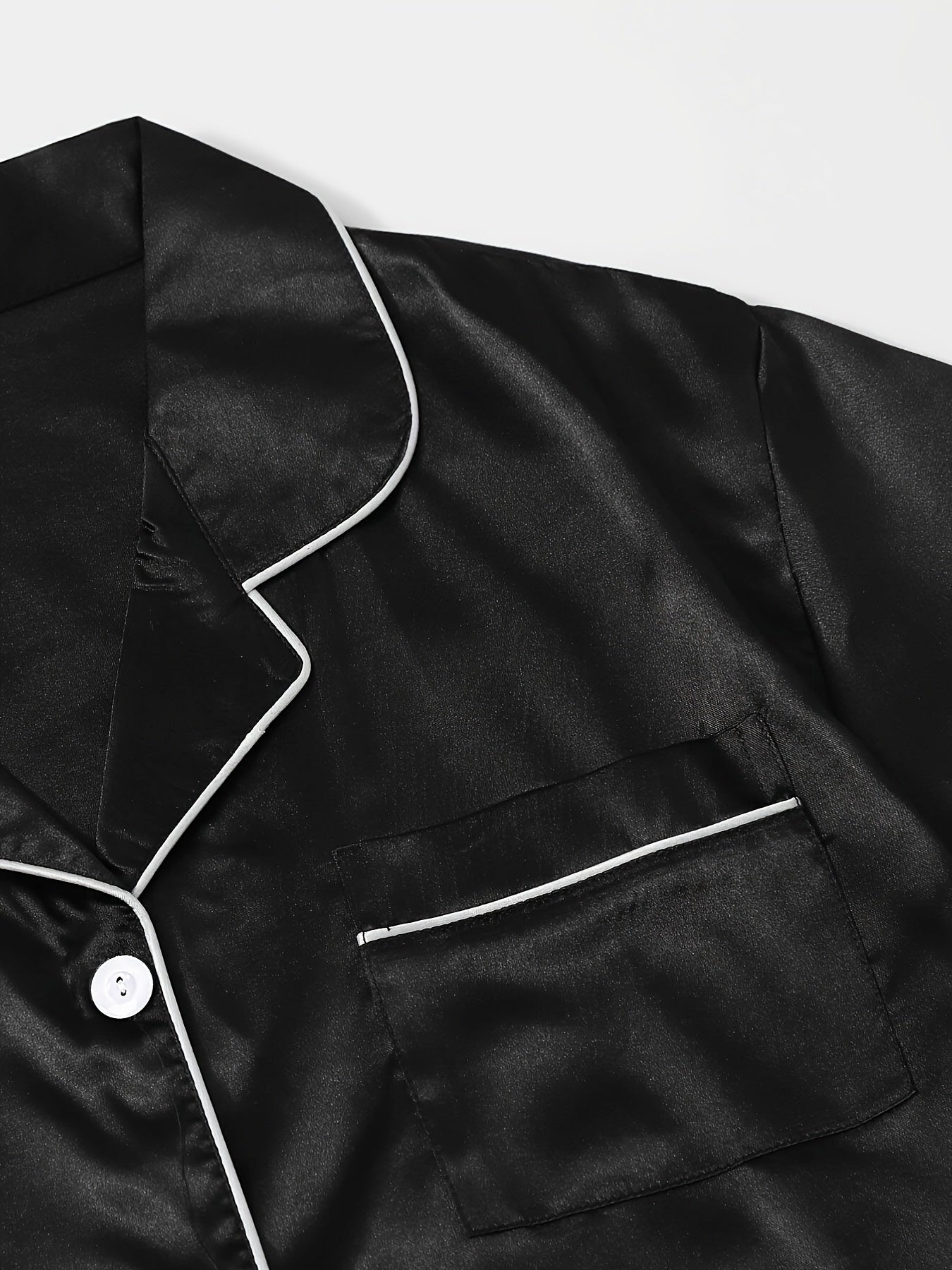 2 Sets of Ultra-Soft Satin Women's Casual Pajama Sets - Short Sleeve Buttons Lapel Top & Shorts with Comfortable Relaxed Fit, Breathable Fabric, and Cozy Sleepwear Experience for a Restful Night's Sleep