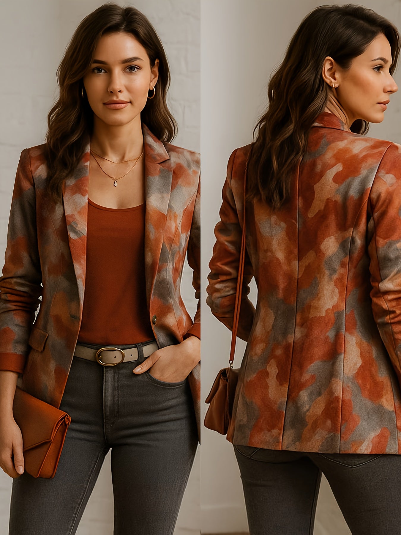Chic All Over Print Blazer | Regular Sleeve, Single Button Placket, Versatile Slim Fit Jacket for All Seasons