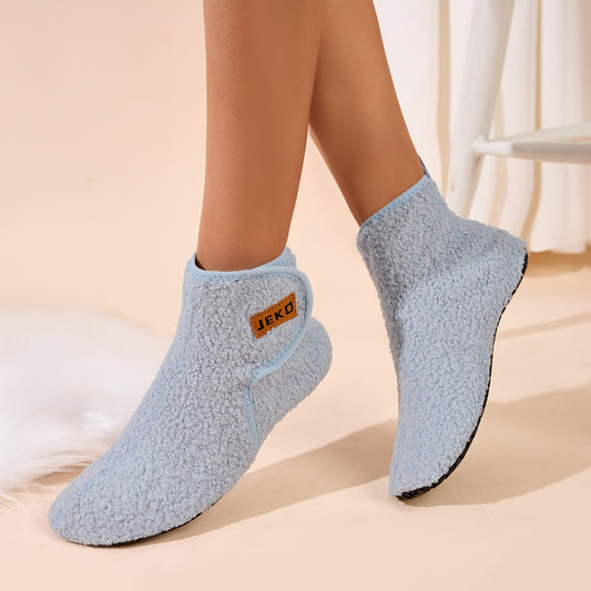 Women's Winter Warm Slip-On Slippers with Closure - Soft Fabric Indoor/Outdoor House Shoes, Non-Slip Rubber Sole & Plush Lining for Cozy Comfort, Light Blue, Indoor Slippers, Home Comfort, Simple Style, Comfortable Fit, Home