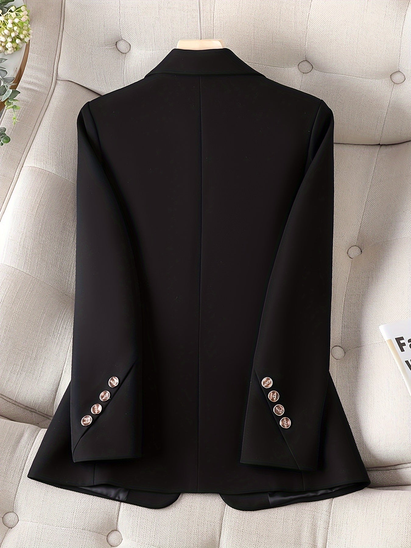 Elegant Black Blazer with Golden Buttons - Stylish Long Sleeve Women'S Blazer for Work & Casual, Autumn & Winter, Casual Workwear | Elegant Blazer | Stylish Button Detail, Blazers for Women