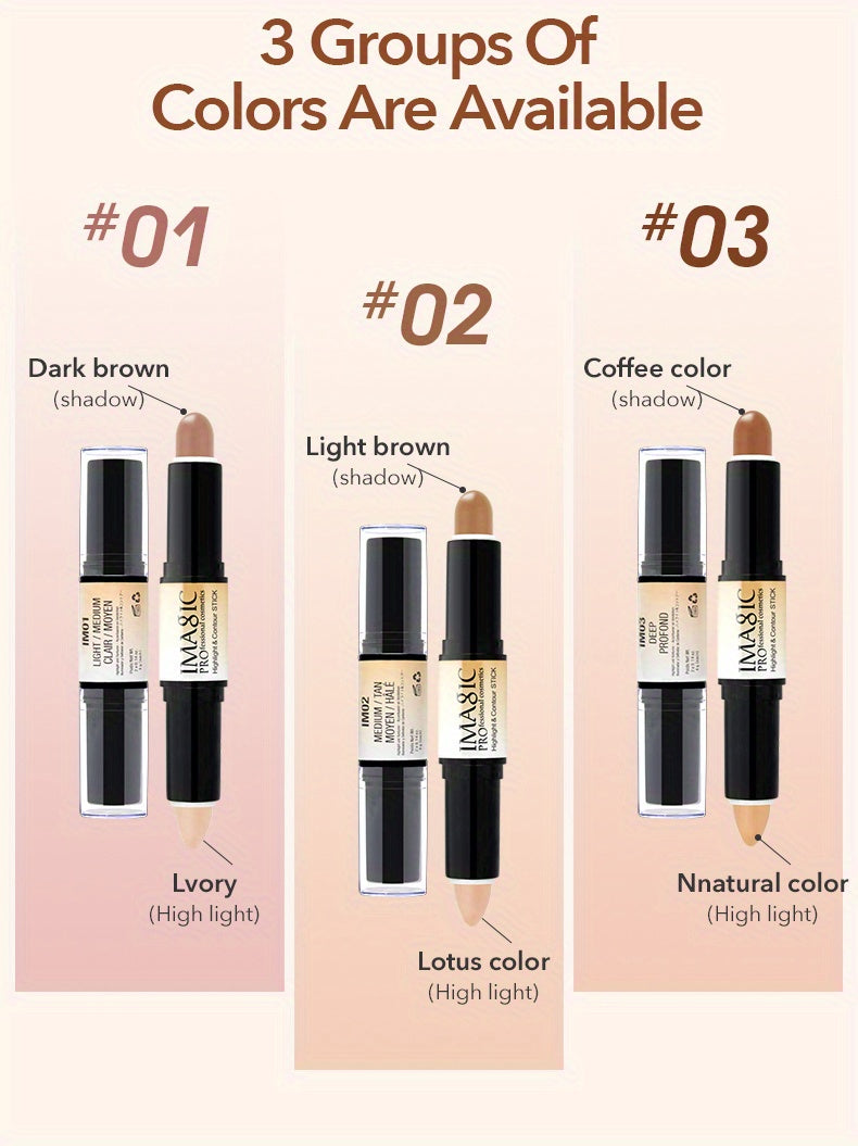 IMAN OF MAGIC Dual-Ended Concealer & Contour Stick - Waterproof, Natural Finish for All Skin Tones | Highlights & Conceals Blemishes, Dark Circles, Shadows Nose & Cheeks | Versatile Makeup Stick with Pink & Brown Shades