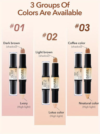 IMAN OF MAGIC Dual-Ended Concealer & Contour Stick - Waterproof, Natural Finish for All Skin Tones | Highlights & Conceals Blemishes, Dark Circles, Shadows Nose & Cheeks | Versatile Makeup Stick with Pink & Brown Shades