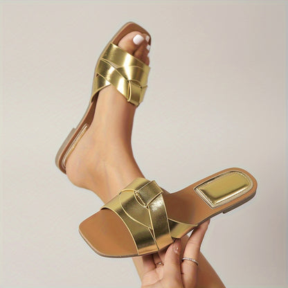 2025 New Arrival Women's Casual Sandals - Lightweight, Comfortable, Open-Toe Slip-Ons for Beach & Outdoor, Golden, Nude, White, Black