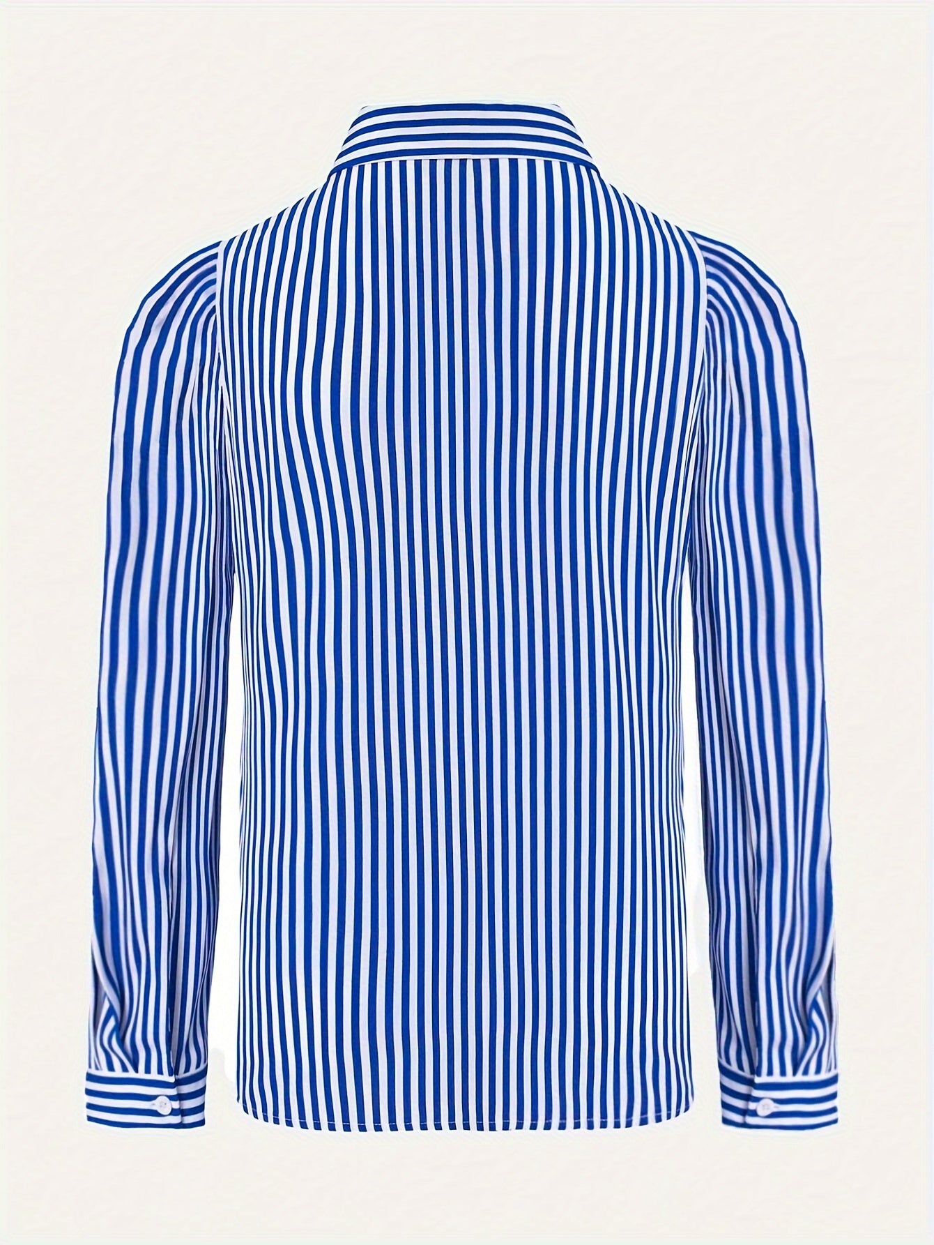 Vibrant Striped Print Long Sleeve Blouse - Soft, Breathable, Relaxed Fit, Single-Breasted Design, Casual Chic Style for Spring and Fall Seasons - Women's Comfortable Clothing for Everyday Wear
