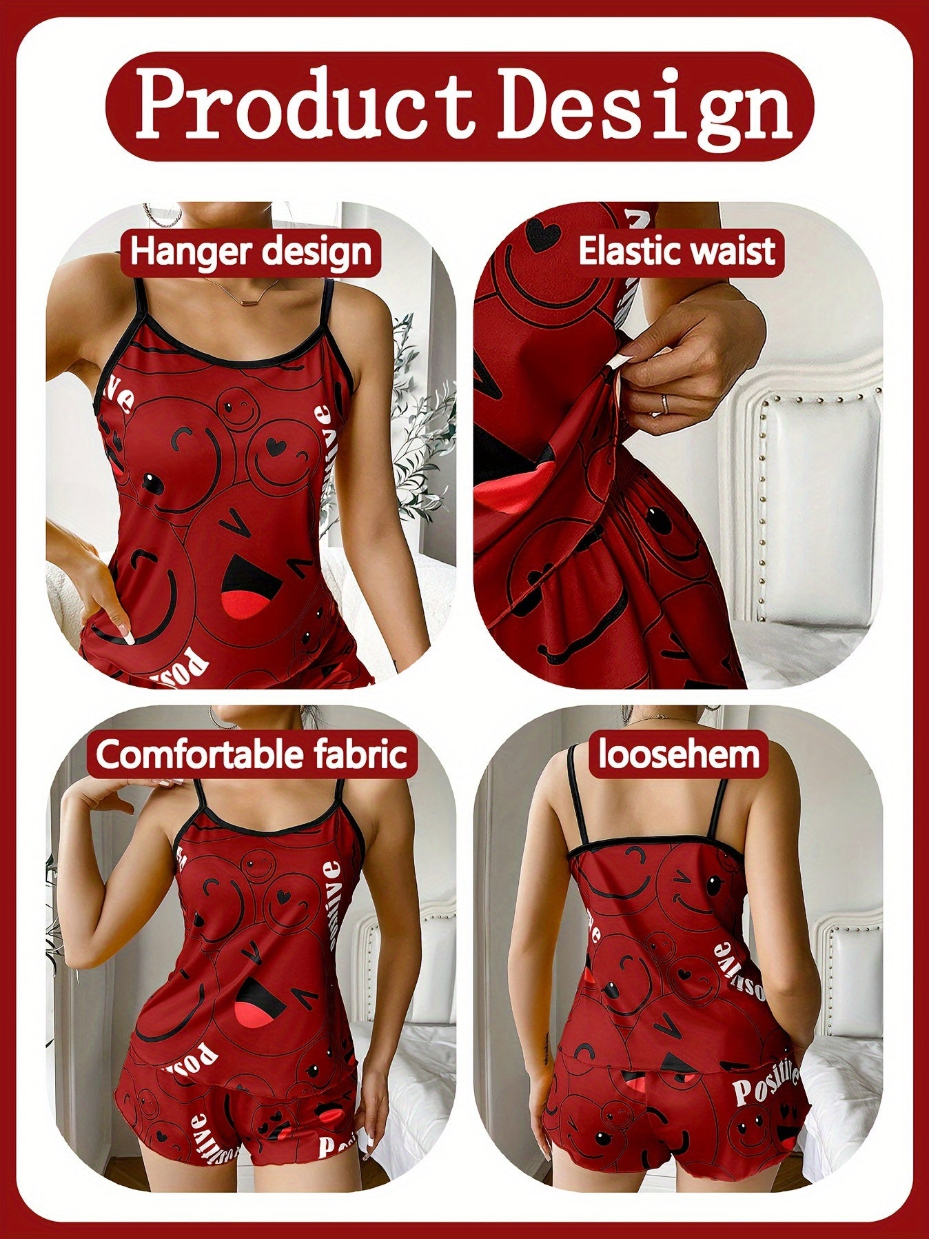 [Cute Pajama Set] Super Cute Printed Pajama Set | A Whimsical Featuring Elastic Waistband Shorts And a Comfortable Loose Top, Perfect for a Delightful And Restful Sleep