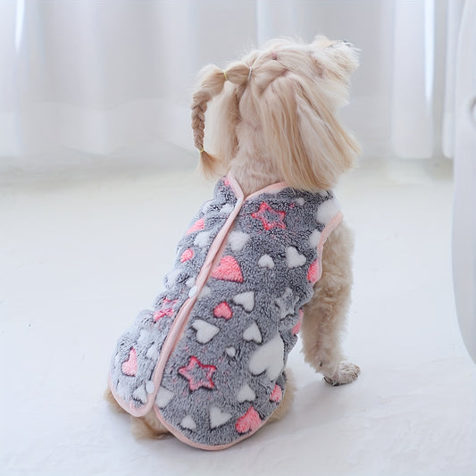 1pc Soft Warm Dog Vest, Plush Comfortable Pet Coat For Small And Medium Dogs Autumn And Winter Clothes For Indoor And Outdoor Wear