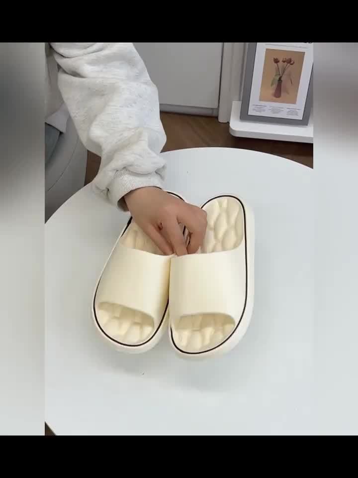 [Comfortable Slides] Comfortable Unisex EVA Slides | Non-Slip Indoor/Outdoor Slippers for Men and Women, Black with White Trim, Textured Sole for Enhanced Grip, Perfect for Home, Bathroom, or Casual Use, House Slippers