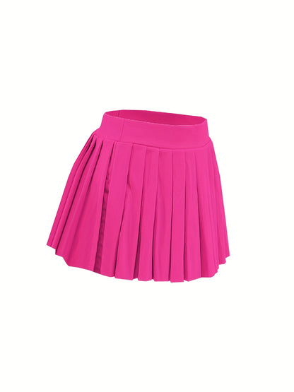[Bright Pink Skirt] Sexy Summer Bright Pink High-Waisted Pleated Mini Skirt | Stretchy & Machine Washable | Perfect for Casual or Party Outfits for Women