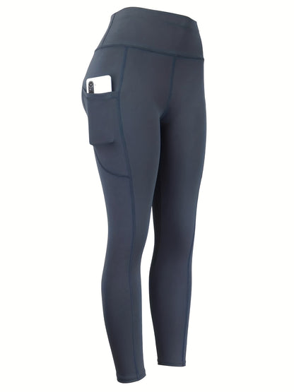 4pcs High Waist Yoga Leggings With Pocket For Women, Solid Color, Tight Fit, Women's Activewear