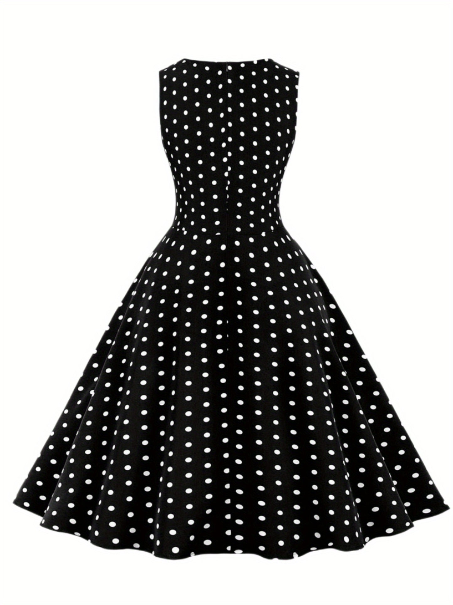 Women's Chic Sleeveless Polka Dot Dress - Vintage-Inspired Summer Sundress With Breathable Fabric, Perfect for Vacation Parties & Spring/Summer Celebrations
