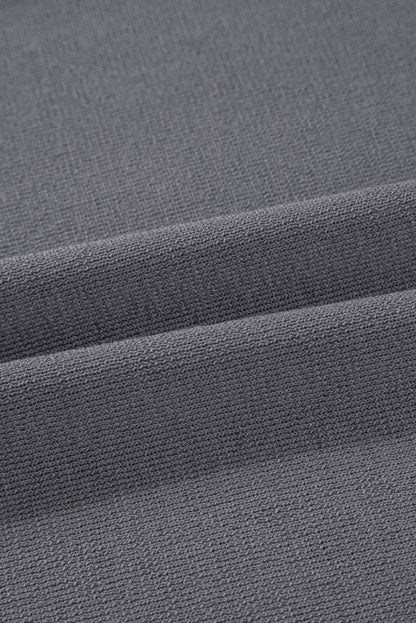 Medium Grey Contrast Trim Half Sleeve Top Drawstring Pants Loose 2pcs Sweater Suit