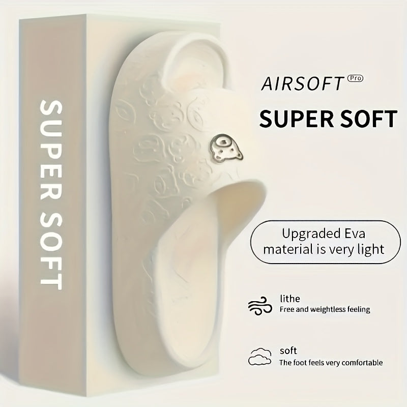 [Comfortable Slippers] Comfortable Non-Slip EVA Women's Slippers | Thick-Soled Bear Design - Pink, Indoor/Outdoor Sandals for Beach and Home Use