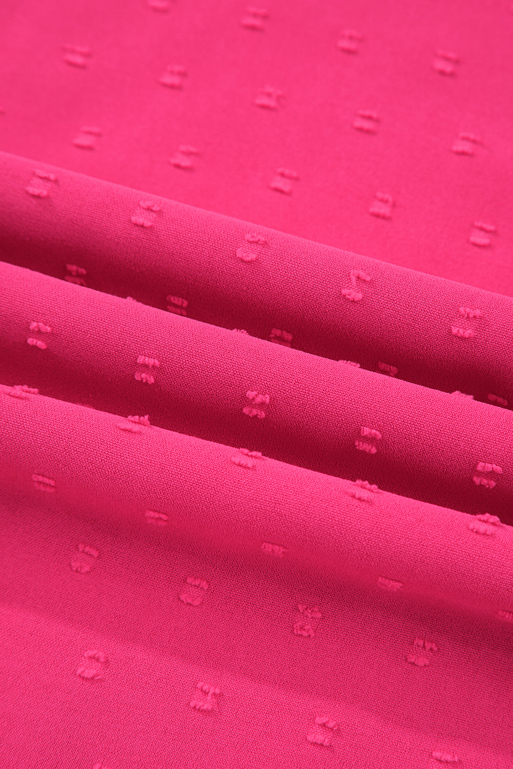 Sachet Pink Swiss Dot Smocked Frilled Neckline Short Sleeve Plus Size Dress