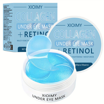 60pcs Xioimy Collagen & Retinol Under Eye Masks - Hypoallergenic Multi-Functional Gel Eye Patches for Tightening, Moisturizing & Firming - European Specialized Skincare for All Light Beige Types, Men & Women, Eye Patches Skin
