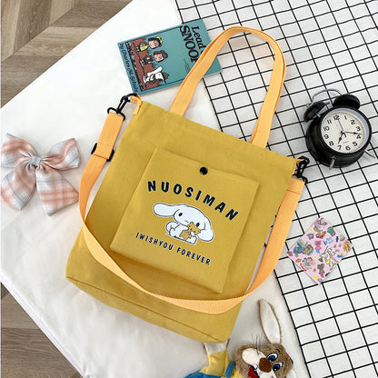 Summer New Women's Shoulder Bag Small Fresh Student Campus Canvas Bag Three-Dimensional Small Animal Pattern Messenger Bag