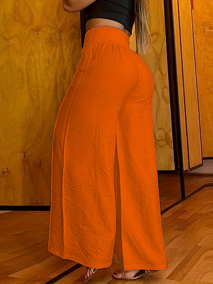 Abstract Face Print Pants, Casual Wide Leg High Waist Pants, Women's Clothing