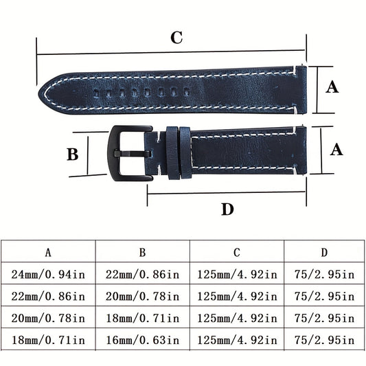 Leather Watch Band, Quick Release Strap, Retro Top Layer Cow Leather, Switch Spring Bar, 20mm, 22mm, 24mm Black Buckle, Ideal Choice For Gifts