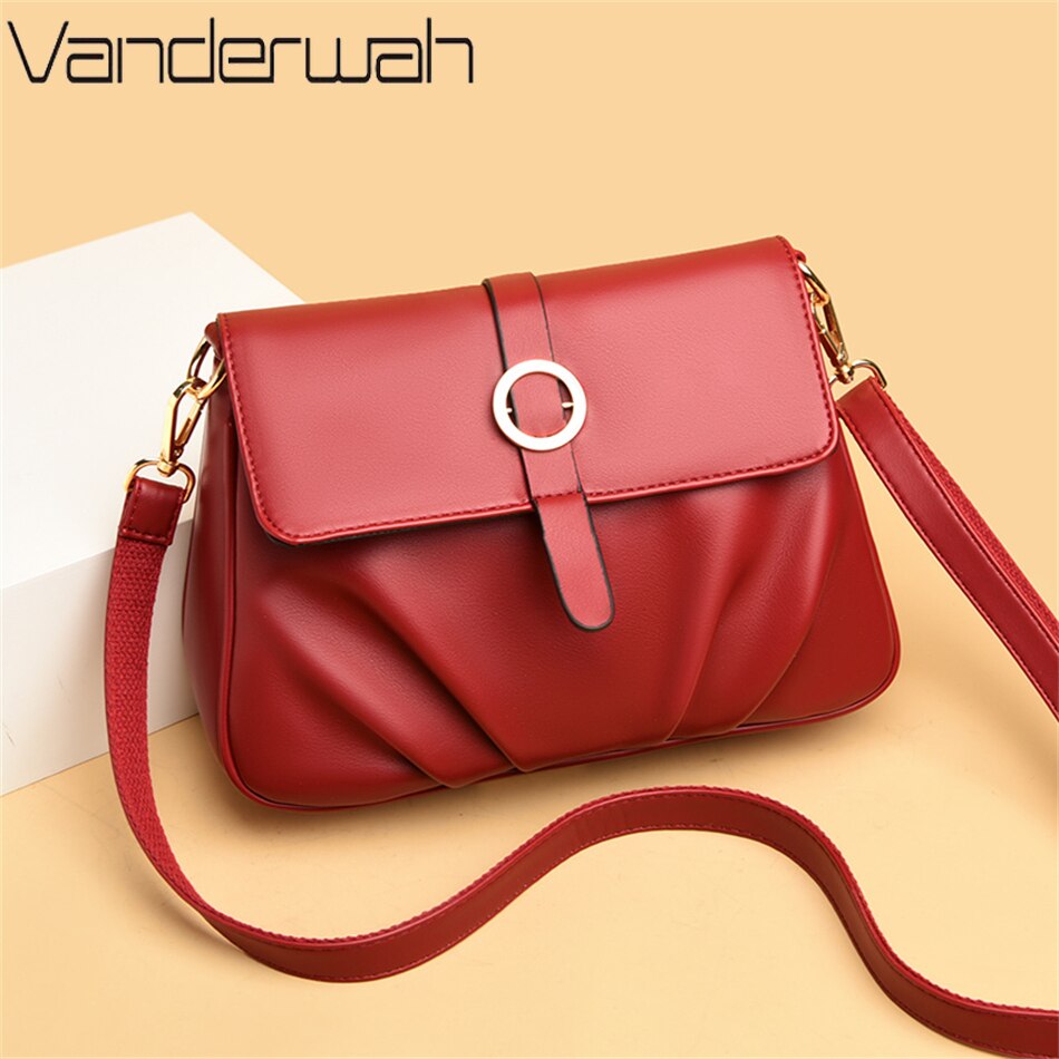 High Quality Ruched Shoulder Bag Soft Leather Luxury Handbag Women Bags Designer Crossbody Bag Female Fashion Messenger Bag