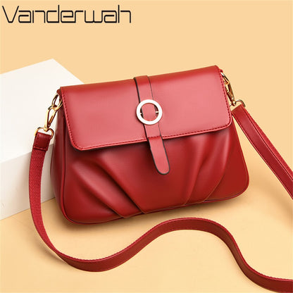 High Quality Ruched Shoulder Bag Soft Leather Luxury Handbag Women Bags Designer Crossbody Bag Female Fashion Messenger Bag